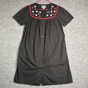 Go Softly Patio Dress Women Small Ladybug Floral‎ Black Wrinkle Resistant